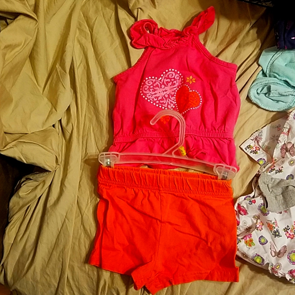 Girls shorts and pink sleeveless top